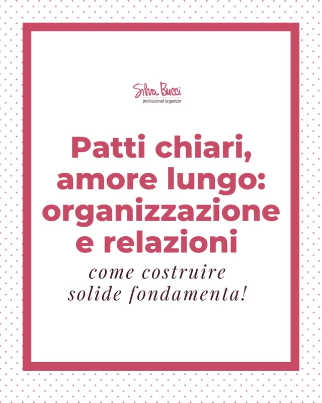 Patti chiari… ❤️ amore lungo!
Un amore solido ha bisogno di basi stabili: comunicazione chiara, gestione degli impegni e finanze condivise senza stress. 

Scorri le immagini e scopri i miei consigli per una relazione più organizzata e serena!

#silvabuccipo #perlavoroeperpassione #organizzazione #benessere #crescitapersonale #professionalorganizer #sanvalentino #organizzazionedicoppia