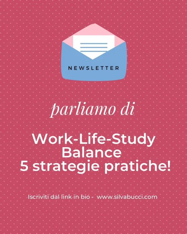 Work-Life-Study Balance: è possibile? 
Negli ultimi mesi ho studiato, lavorato e cercato di mantenere un equilibrio tra tutto… spoiler: non è stato facile! 😅 

Ma ho imparato tantissimo, e domani oggi nella mia nuova newsletter condivido riflessioni, esperienze e 3+2 tips per gestire al meglio tempo, energie e priorità!
Vuoi scoprire: ✅ Come dare il giusto spazio a ciò che conta davvero ✅ Perché eliminare il superfluo ti aiuta a essere più efficace ✅ L’importanza della cura di sé per affrontare al meglio gli impegni

Trovi tutto nella newsletter che ti invierò domani, se non sei iscritta… Link in bio!  #organizzazione #silvabuccipo #perlavoroeperpassione #newsletter #professionalorganizing #coaching